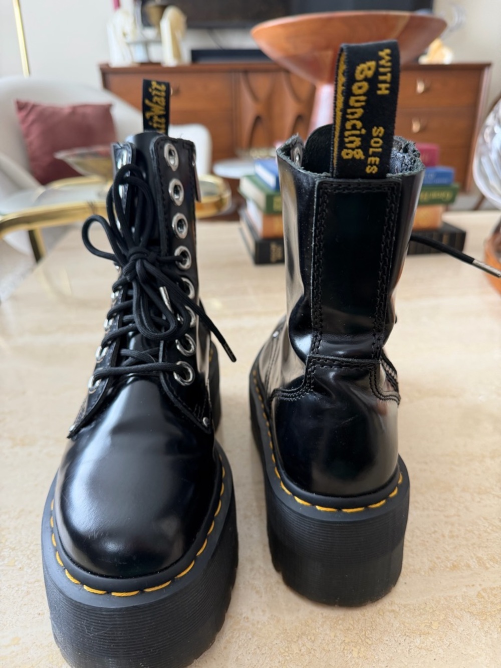 Dr. Martens Black Jadon Platform Lace-Up Boots Size 6 - Picture 3 of 17